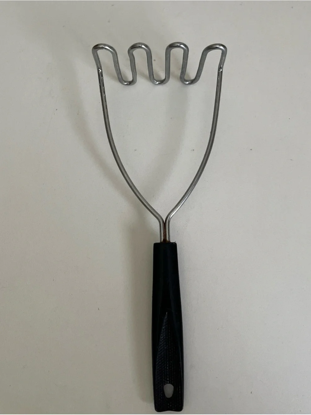Vintage Ekco Potato Vegetable Masher Black Handle Stainless Steel 9.5”